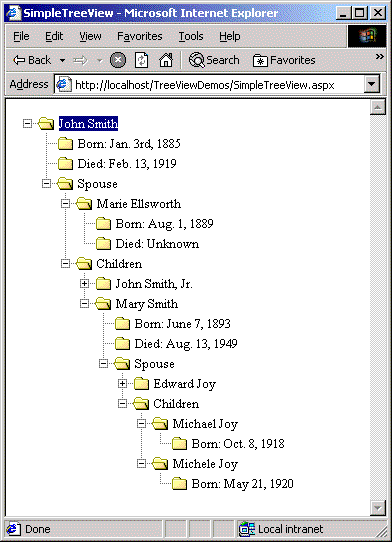 使用 TreeView IE Web 控件