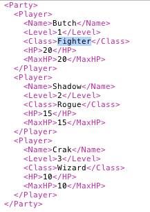 Screenshot of our XML document