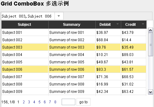 Magic Grid ComboBox JQuery 版