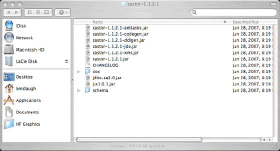 Castor 包含许多 JAR 文件、文档以及示例程序