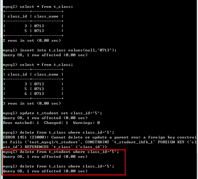 mysql--外键（froeign key）