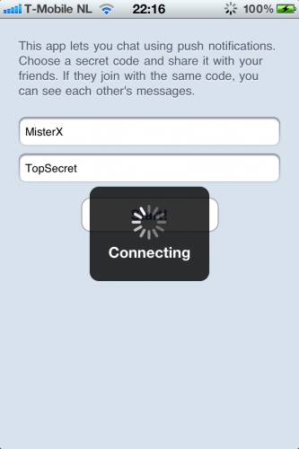 PushChat - Connecting with MBProgressHUD