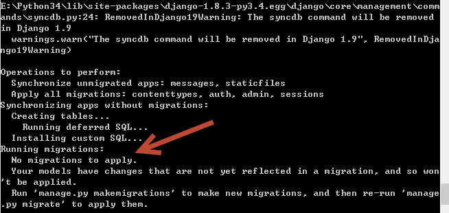 python No migrations to apply