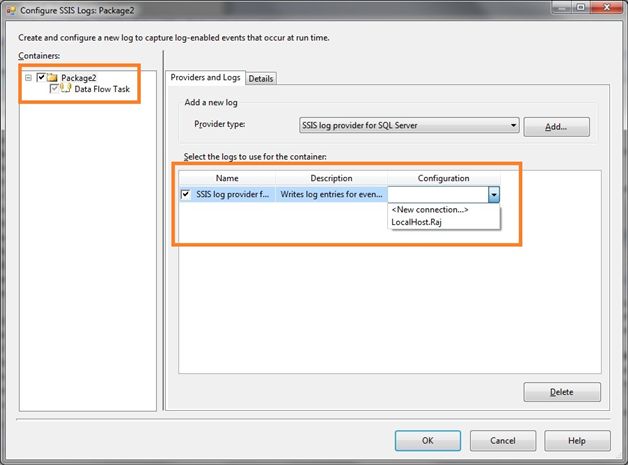 Configure SSIS Logs – Connection setup