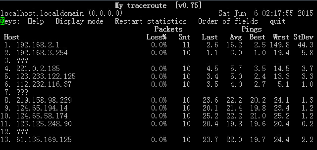 Linux常用网络工具：路由扫描之mtr