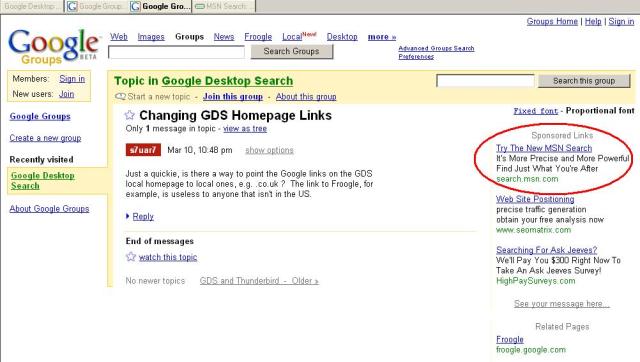 MSN-Sponsored Google? 有趣的事情！&& RSS of Search[Not Search of RSS]！