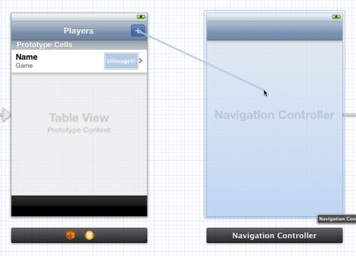 Creating a segue in the storyboard editor