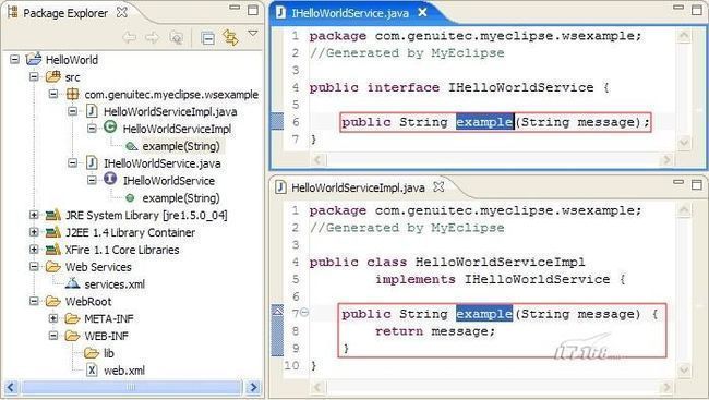 在 MyEclipse 5.1GA 上使用 XFire 编写 Web Service_第9张图片