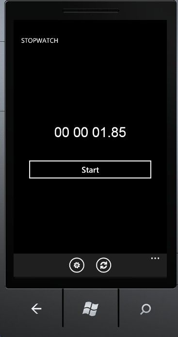 Windows Phone 7 计时器（停表）例子 Stopwatch