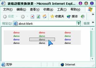当鼠标移上时单元格出现边框的效果