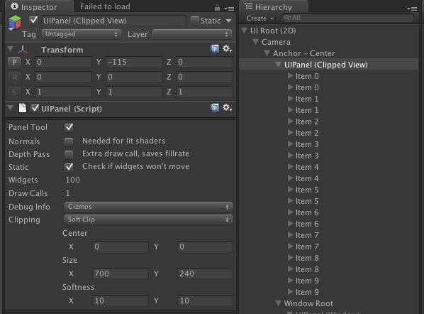 Unity3d NGUI Panel 滑动菜单