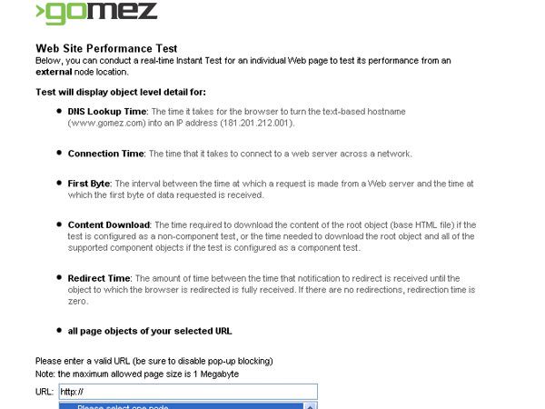 gomeznetworks 18 Website Speed and Performance Checking Tools