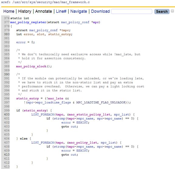 TrustedBSD Mandatory Access Control Framework分析