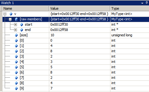 [Custom vector in debugger]