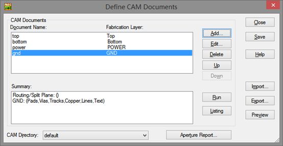 PADS CAM光绘输出文件设置