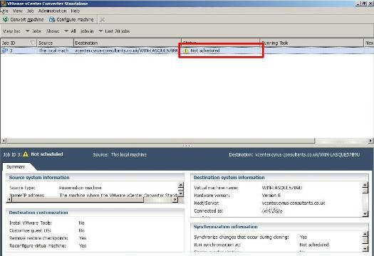 VMware vCenter Converter Standalone 5.1 - Not Scheduled