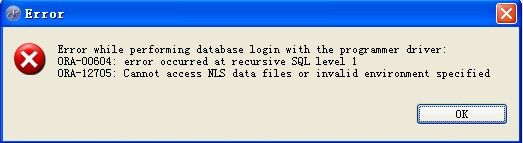 MyEclipse连接Oracle，出现ORA-00604和ORA-12705异常