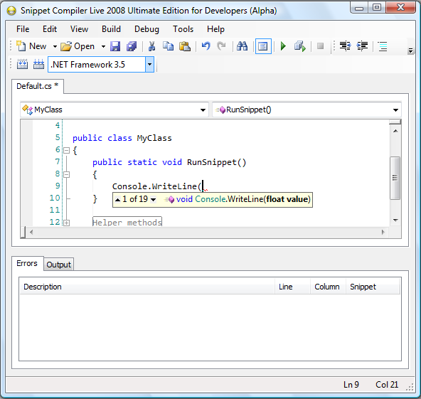 新.Net开发必备十大工具之Snippet Compiler