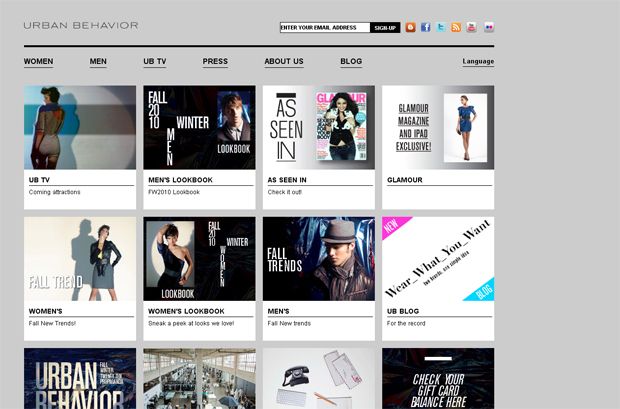 apparel web page