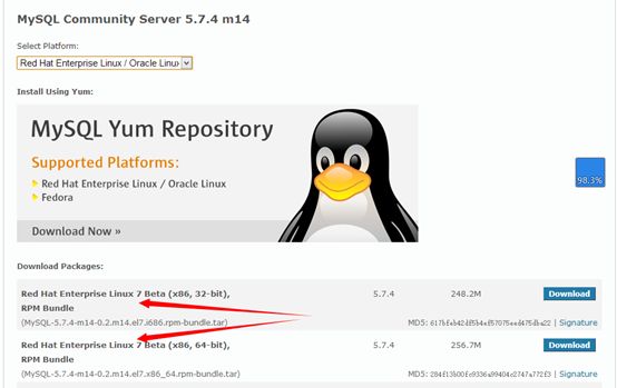 Unix/Linux环境C编程新手教程(24) MySQL 5.7.4 for Red Hat Enterprise 7（RHEL7）的安装