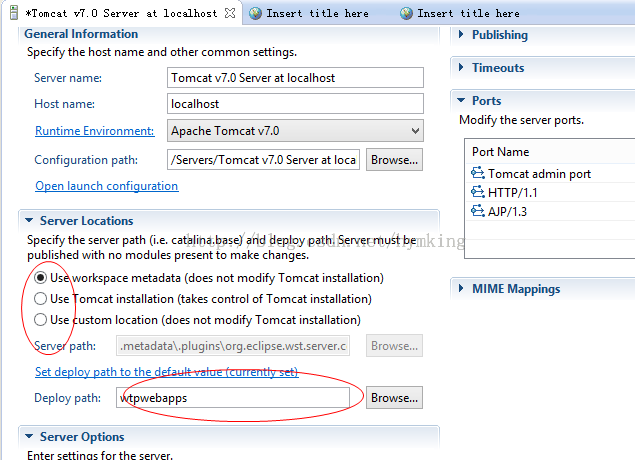 eclipse中web项目部署以后jsp的java文件找不到问题(Tomcat配置serverlocations)