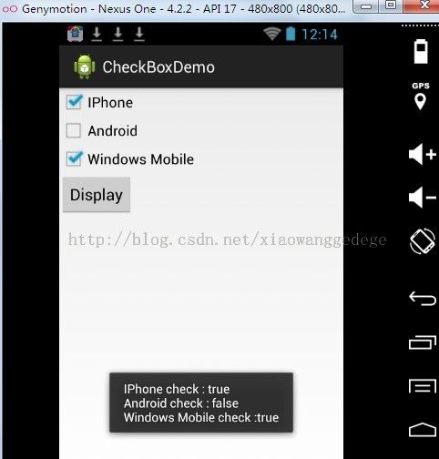 Android Checkbox Example