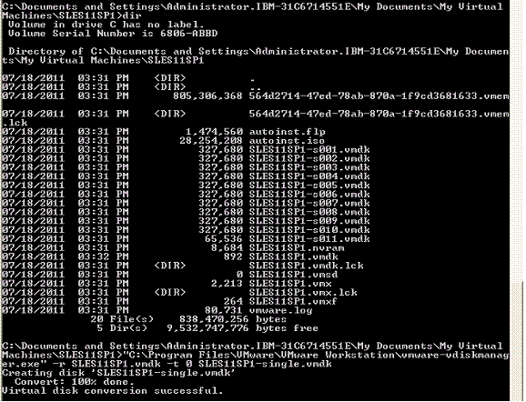 图 10. 用 vmware-vdiskmanager.exe 合并多个 vmdk 文件