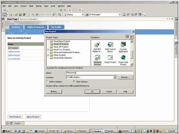 Monitoring System Usage using Windows Service