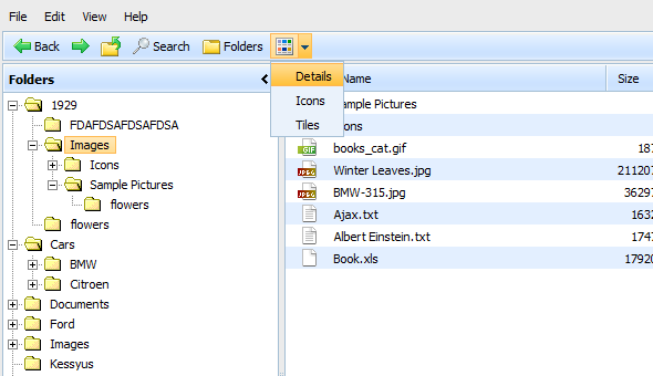 dhtmlx sample application