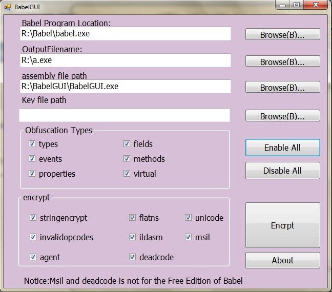 免费的.netFramework 混淆工具 Babel obfuscator GUI