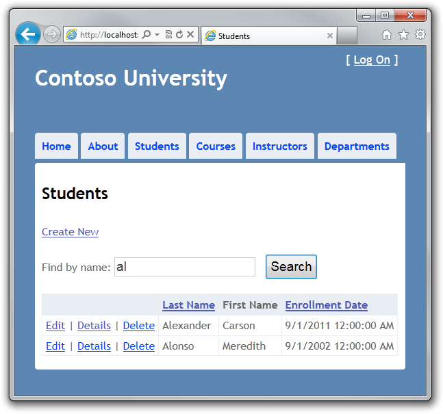 Students_Index_page_with_search_box