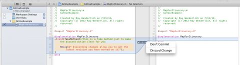 Discarding a change in Xcode's commit screen