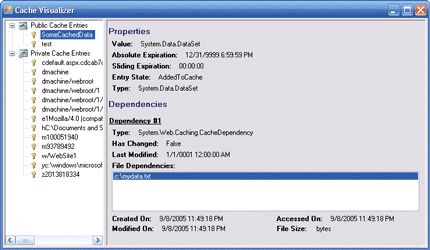 Figure 14 Cache Visualizer Shows Objects in the ASP.NET Cache