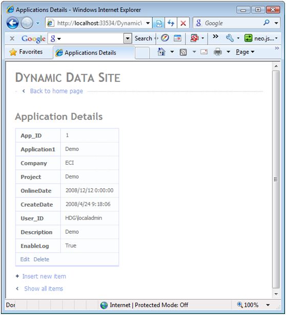 Vs.net 2008 sp1新特性之Dynamic Data Web Site