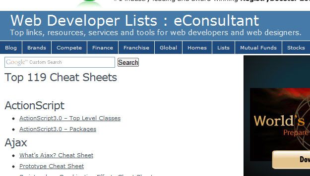 Webdeveloper List Cheatsheets