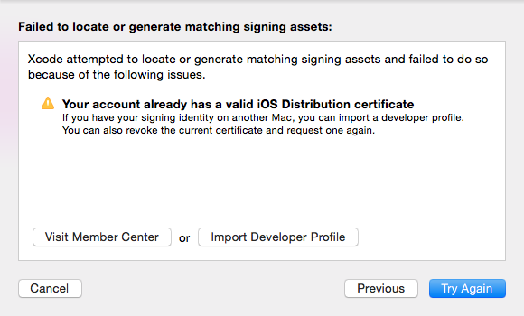 使用Xcode6.1.1打包出现Your account already has a valid iOS Distribution certificate问题