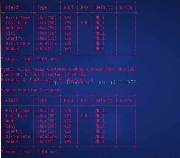 linux之SQL语句简明教程---ALTER TABLE