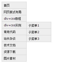 DIV+CSS布局重新学习之css控制ul li实现2级菜单