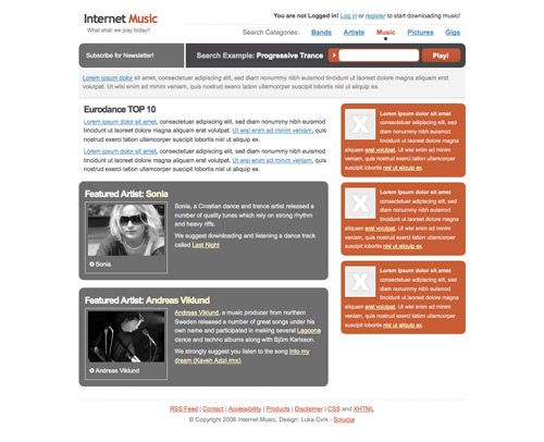 internet music 60 High Quality Free Web Templates and Layouts