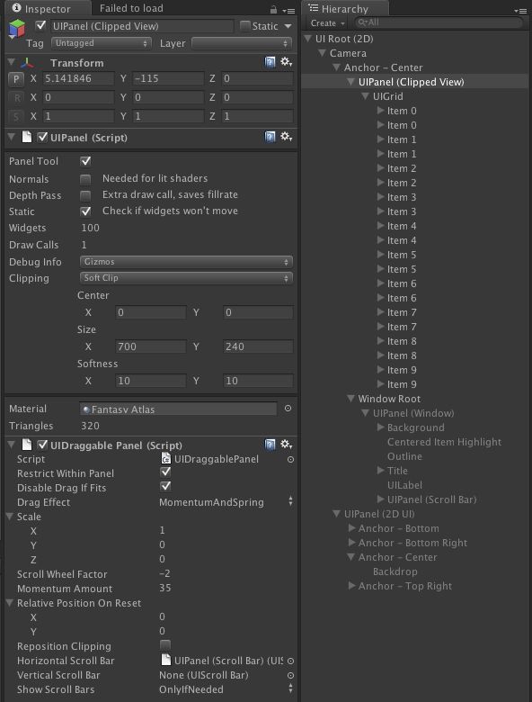 Unity3d NGUI Panel 滑动菜单