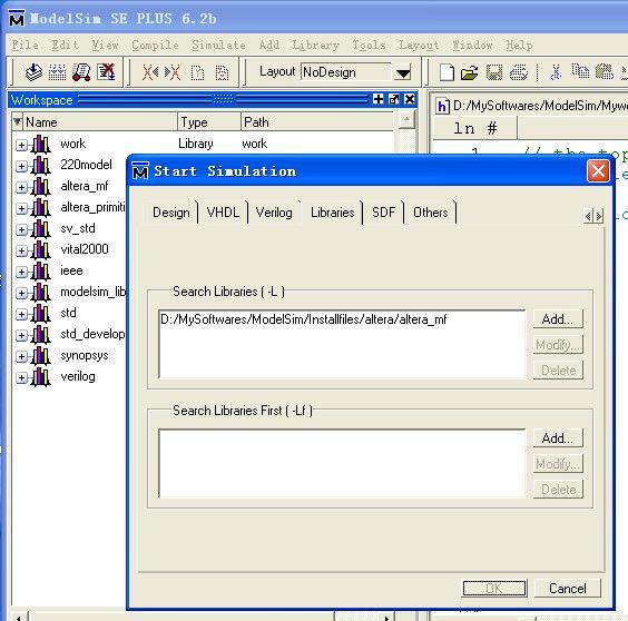 ModelSim中Altera仿真库的添加