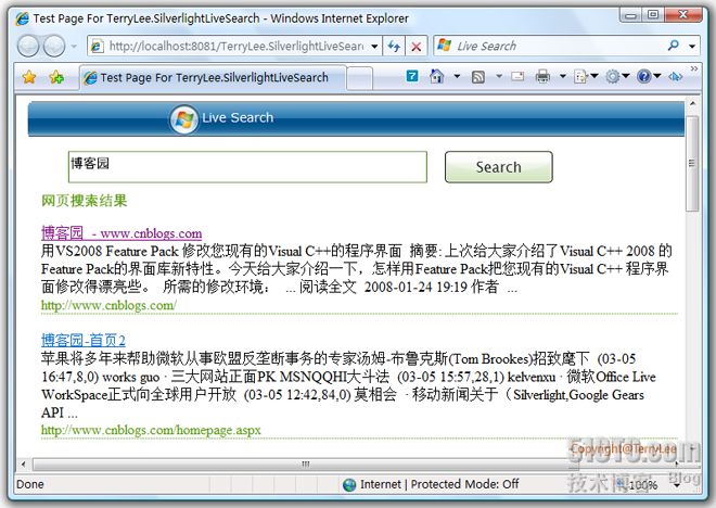 （25）：Silverlight 2 综合实例之Live Search