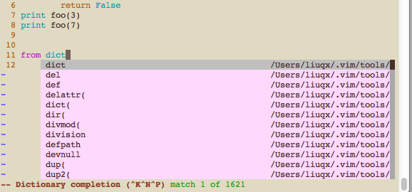 mac自带vim7配置