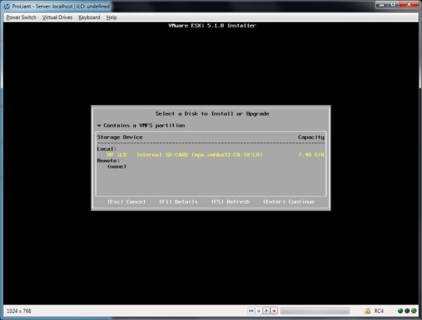 install ESXi on SD