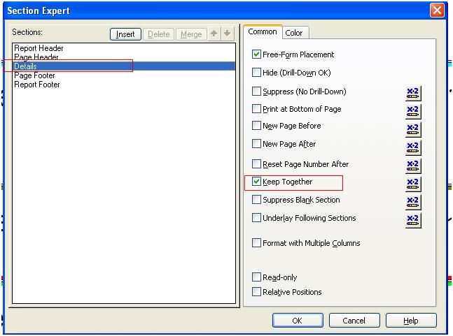 The issue of vertical lines throughing the Report footer or the whole page in Crystal report 11