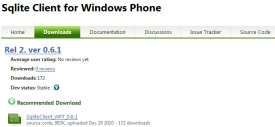 Download Sqlite Client for Windows Phone