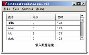 Flash读取数据库中的数据(http://blog.5d.cn/user6/xbzg/200706/414096.html)