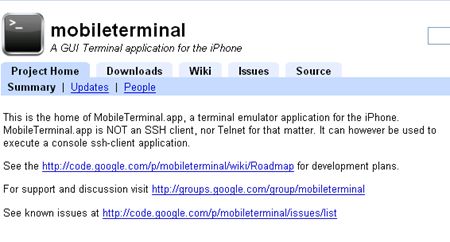 mobileterminal A GUI Terminal application for the iPhone