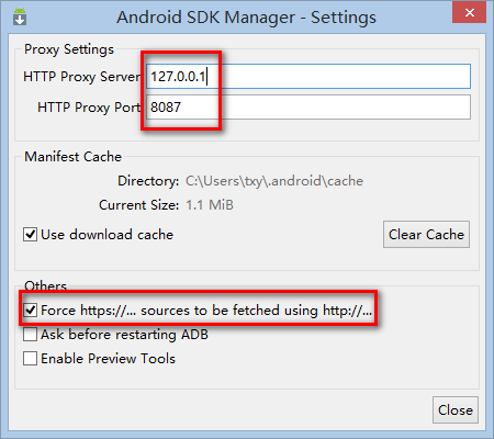 使用GoAgent更新Android SDK