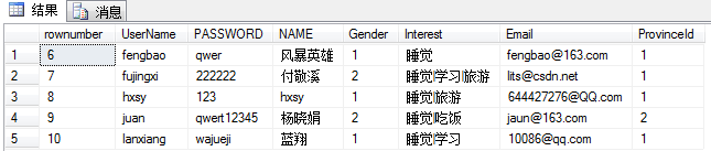 sql中对查询出来的数据进行分页